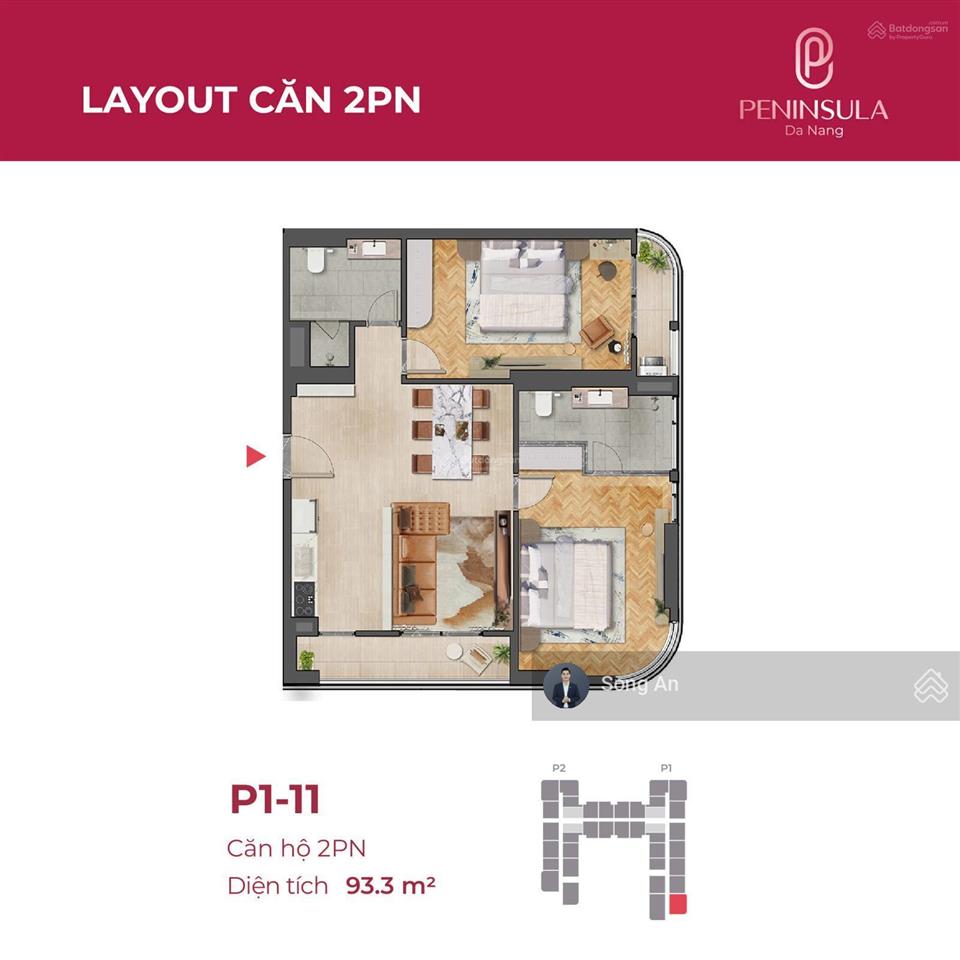 Chính chủ bán căn góc 2pn  tầng cao, peninsula đà nẵng  view trực diện sông hàn, pháo hoa quốc tế