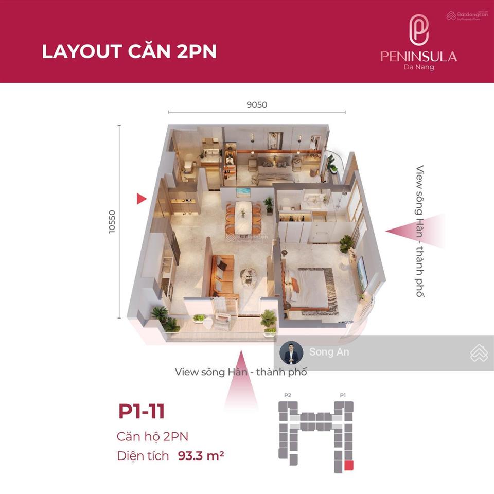Chính chủ bán căn góc 2pn  tầng cao, peninsula đà nẵng  view trực diện sông hàn, pháo hoa quốc tế