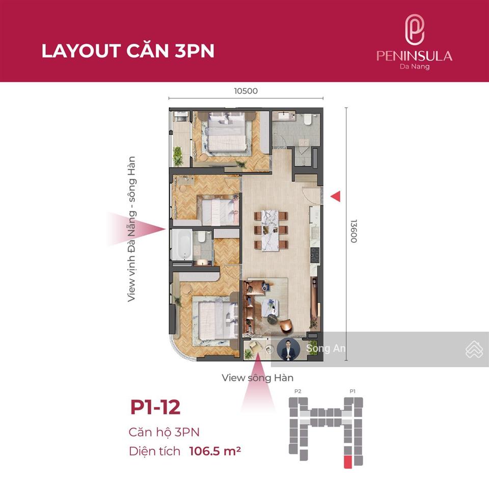 Chính chủ bán căn góc 3pn  tầng cao siêu vip peninsula đà nẵng view trực diện sông hàn, pháo hoa