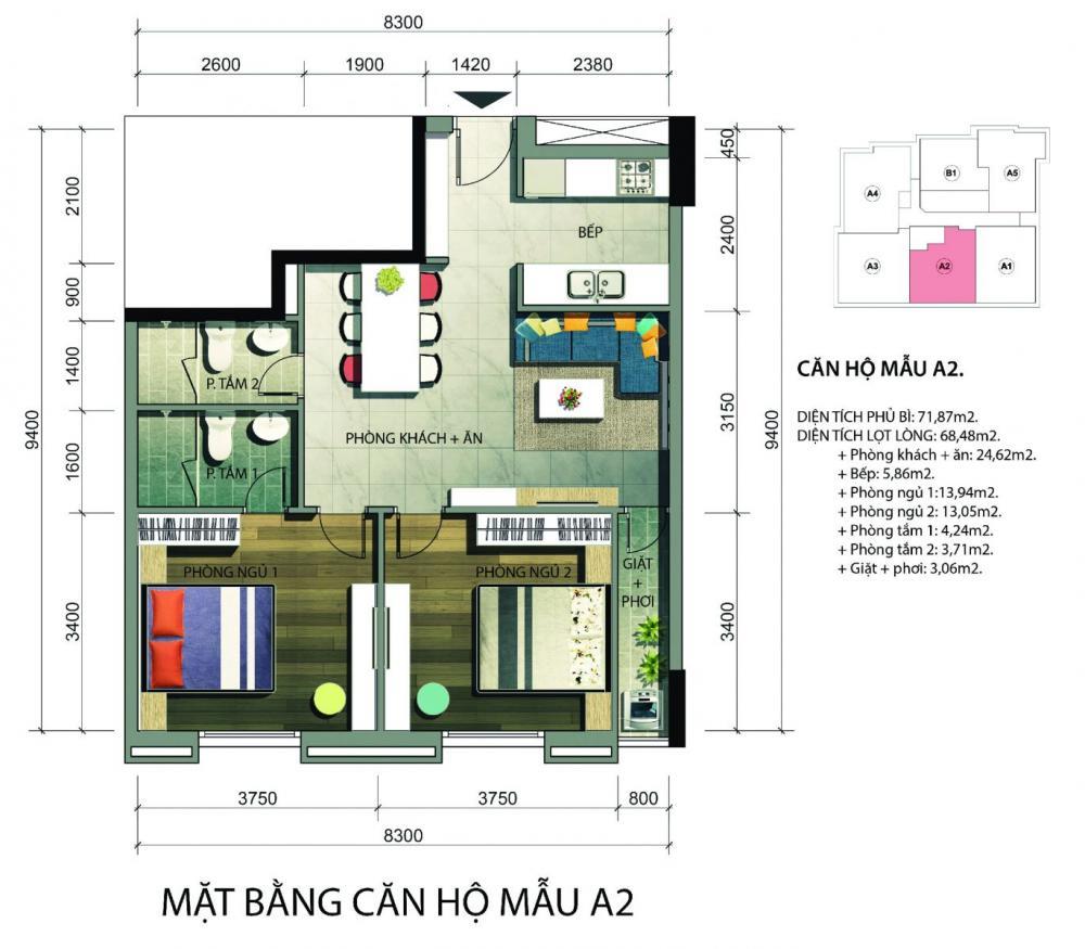 Bán căn hộ chung cư tại samland airport, 3,55 tỷ, 72m2, 2pn, 2wc hướng đn