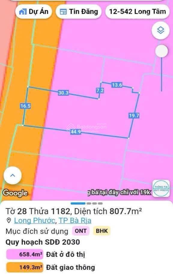 Cần bán 807m2 đất mặt tiền đường nhựa p. tam long tp. hồ chí minh (long phước tp bà rịa cũ giá rẻ