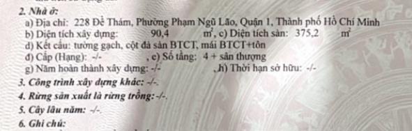 74 tỷ mặt tiền đề thám q.1, vị trí đẹp nhất, giá tốt nhất đang có hợp đồng thuê 155,316 tr/th