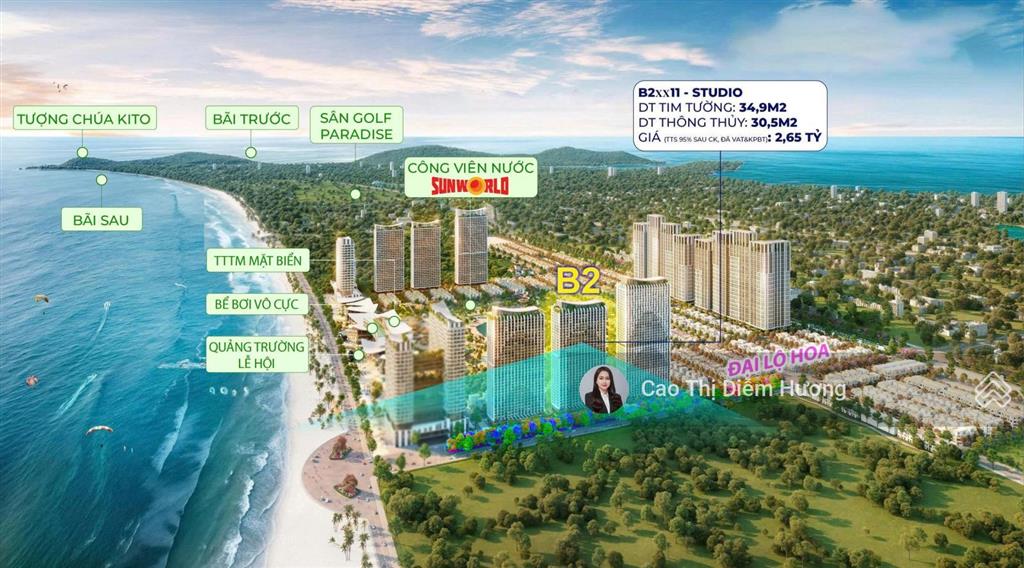 Hotbán căn studio 35m2 blanca city giá tốt nhất thị trường 2,65 tỷ (all in) view biển, đại lộ hoa