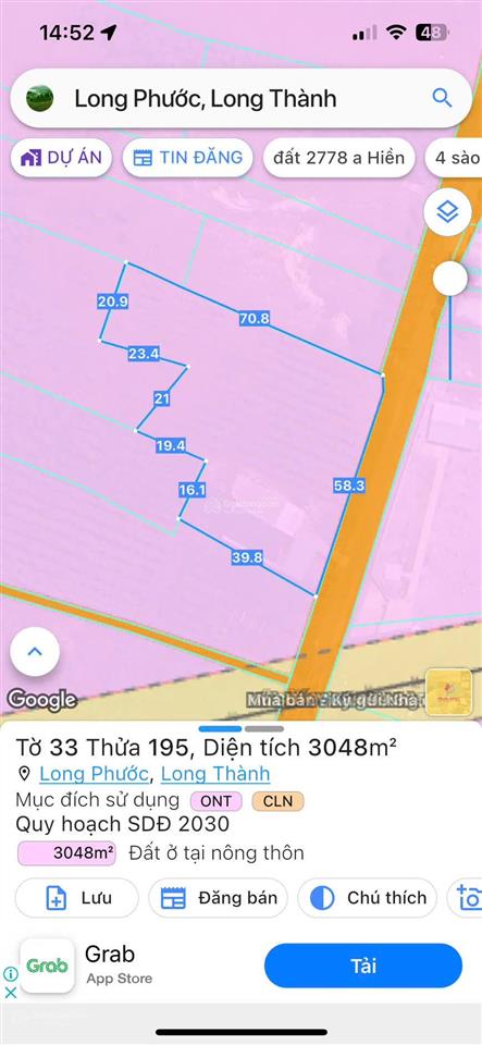 Đất long phước đối diện kcn bàu cạn  tân hiệp, đường nhựa, shr thổ cư