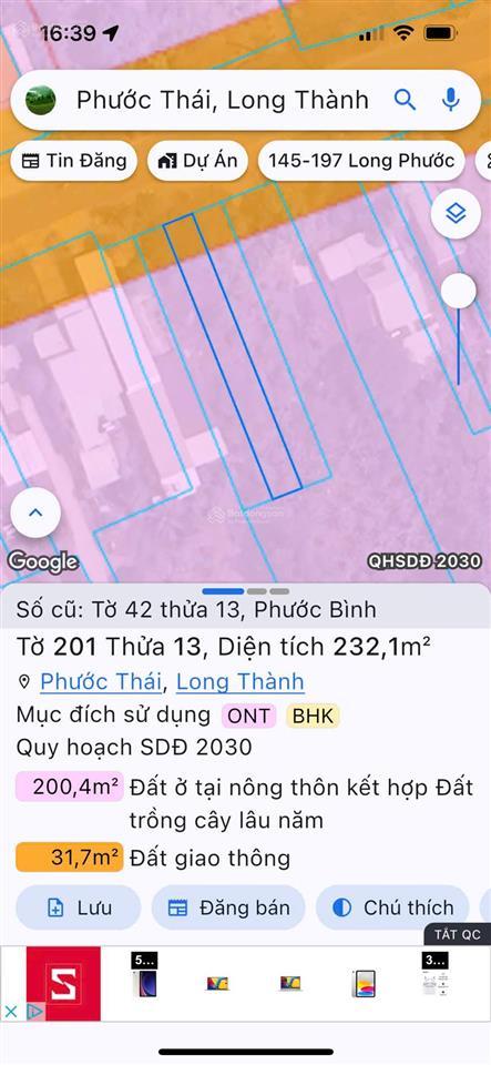 Đất mặt tiền đường chính phước bình, dt 5x48m, shr thổ cư sẵn, giá đầu tư
