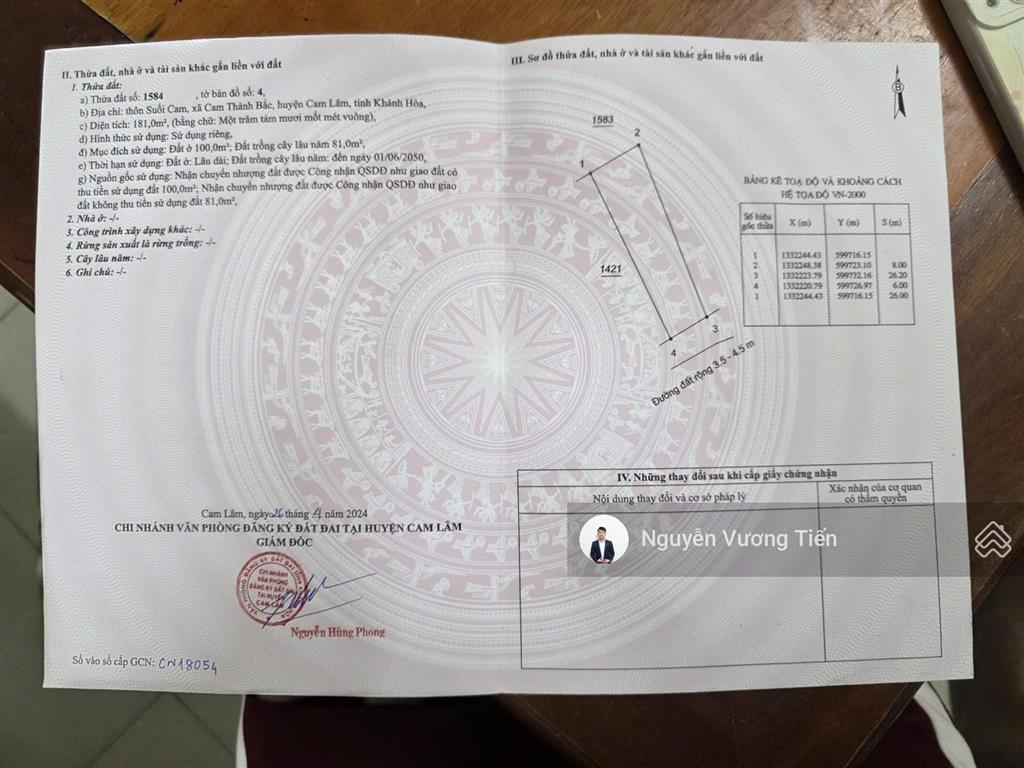 Đất thổ 180m thôn suối cam  ven đầm thuỷ triều. đối diện đảo trí tuệ vinhome, qh thu hồi, nhận tđc