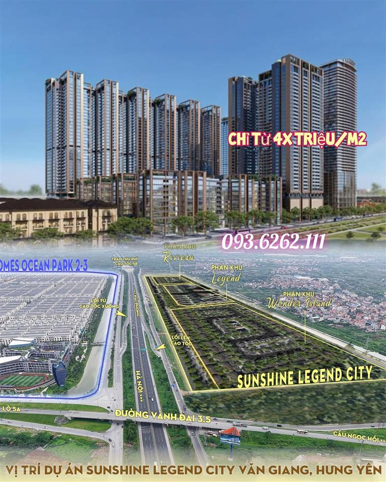 Bán lỗ 500tr chung cư sunshine city legend đối diện vinhomes ocen park 2 chỉ 4x triệu/m2