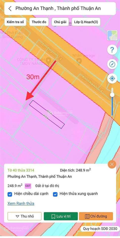 Đất an thạnh, đường xe hơi 249m2, có vườn măng cụt, giá bán 3 tỷ 400tr