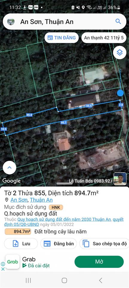 Gần 900m2 đất an sơn, tp thuận an, giá 5 tỷ 800tr (6tr5  1 m2), có vườn măng cụt