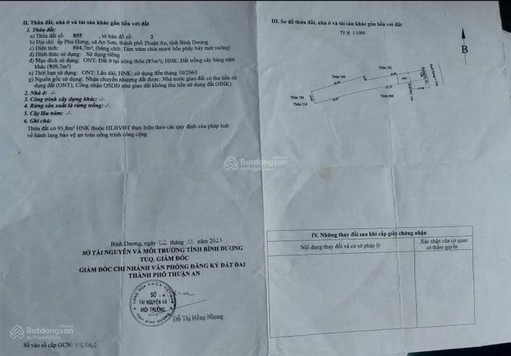 Gần 900m2 đất an sơn, tp thuận an, giá 5 tỷ 800tr (6tr5  1 m2), có vườn măng cụt