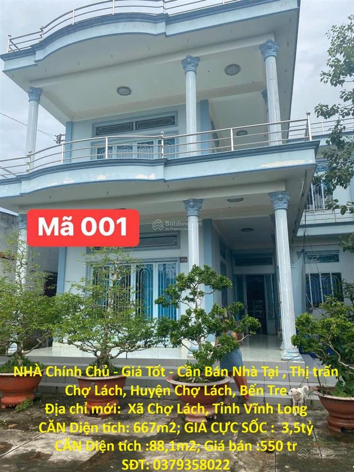 Nhà chính chủ  giá tốt  cần bán nhà tại , thị trấn chợ lách, huyện chợ lách, bến tre