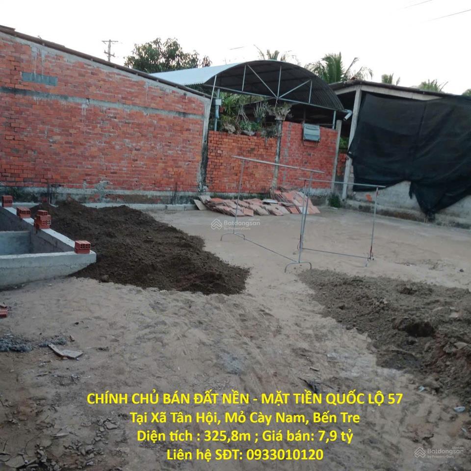 Chính chủ bán đất nền  mặt tiền quốc lộ 57 tại xã tân hội, mỏ cày nam, bến tre