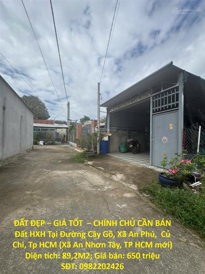 Đất đẹp  giá tốt  chính chủ cần bán đất hxh tại đường cây gõ, xã an phú, củ chi