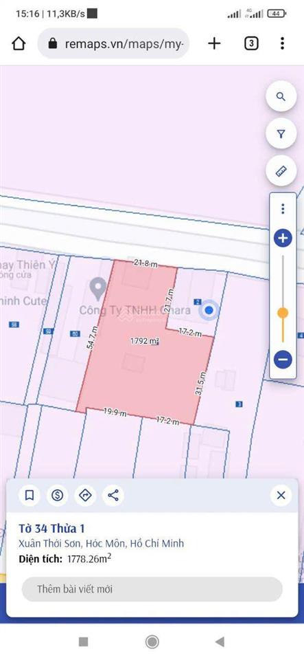 Nguyễn văn bứa  ngang 22x52 (1.740m2) 300m2 thổ cư  giá 22tỷ620tr