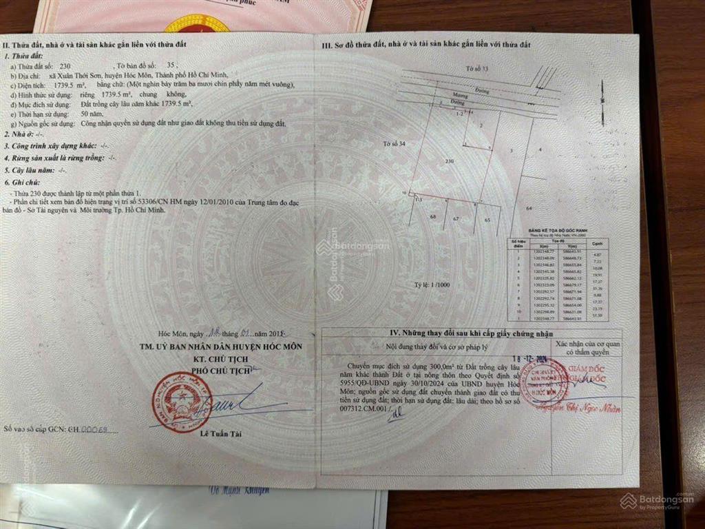 Nguyễn văn bứa  ngang 22x52 (1.740m2) 300m2 thổ cư  giá 22tỷ620tr