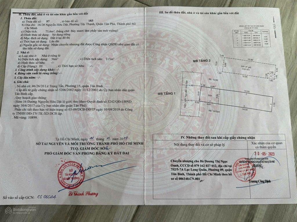 Hxh 6m thông 1/ nguyễn hữu dật  4x19 (76m2)  nhà 1t1l giá 6ty8 chốt