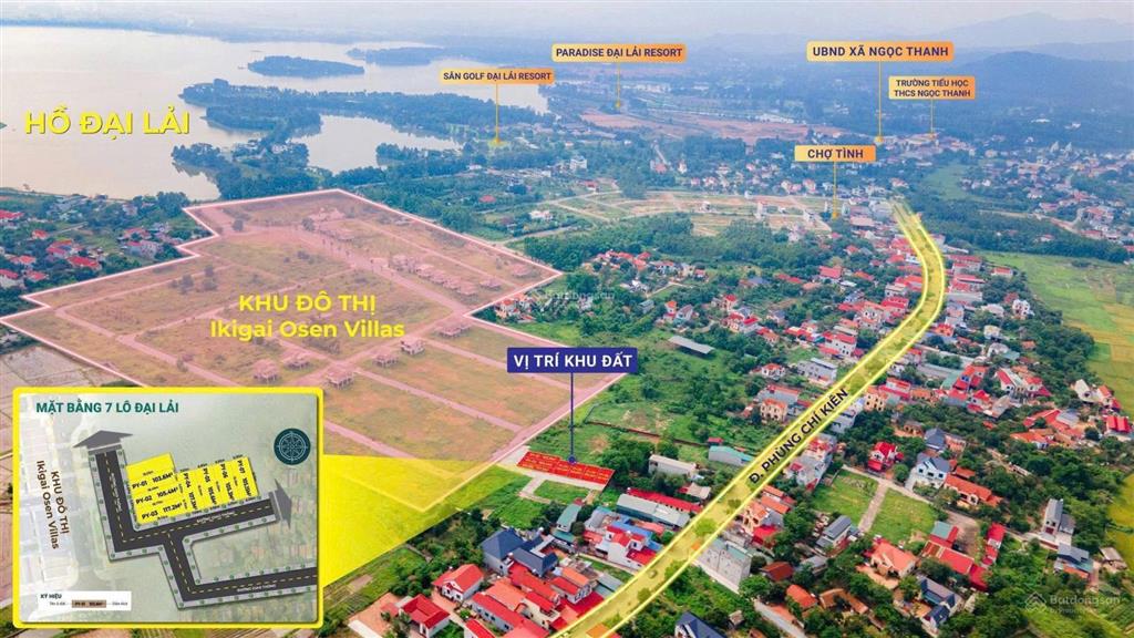 Chỉ 850 triệu/106m2 đất ở đô thị mặt tiền 7m vuông vắn trung tâm kdl hồ đại lải view triệu đô