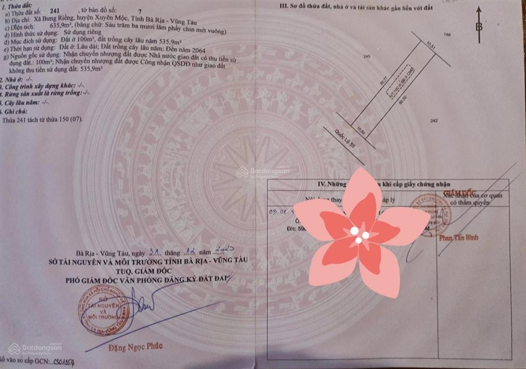 Bán đất mặt tiền quốc lộ 55 xã bưng riềng ngang 10.6mx60m có 100m2 thổ cư, gần trường học cấp 2.3