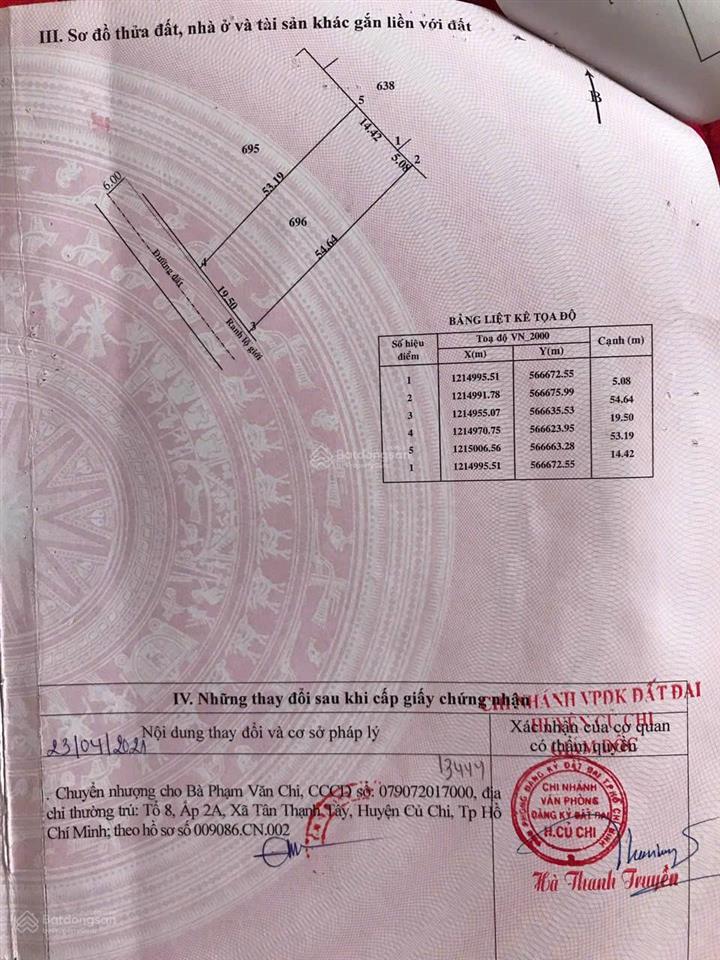 Bán 1046.6m2 đất xã thái mỹ, củ chi. đất đẹp, vuông vắn, giá tốt nhất khu vực,  0944 874 ***