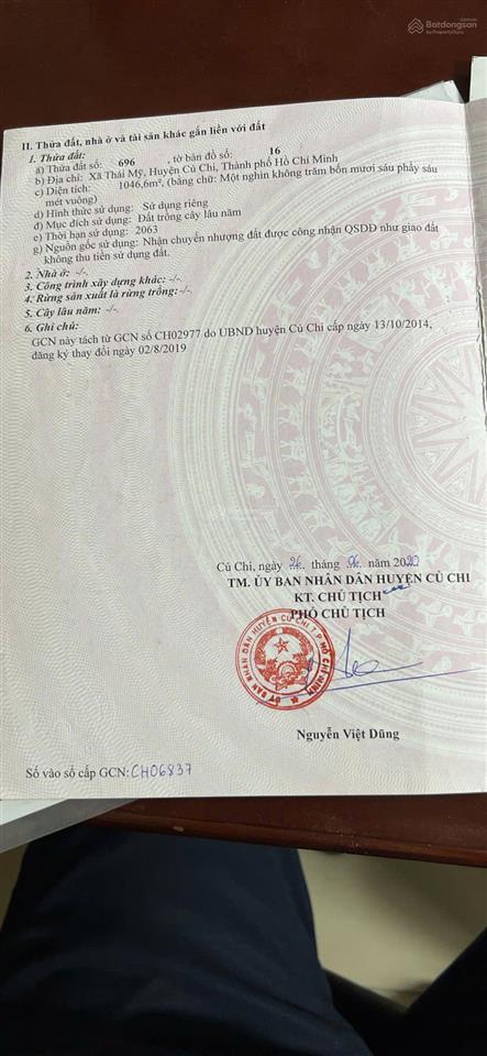 Bán 1046.6m2 đất xã thái mỹ, củ chi. đất đẹp, vuông vắn, giá tốt nhất khu vực,  0944 874 ***