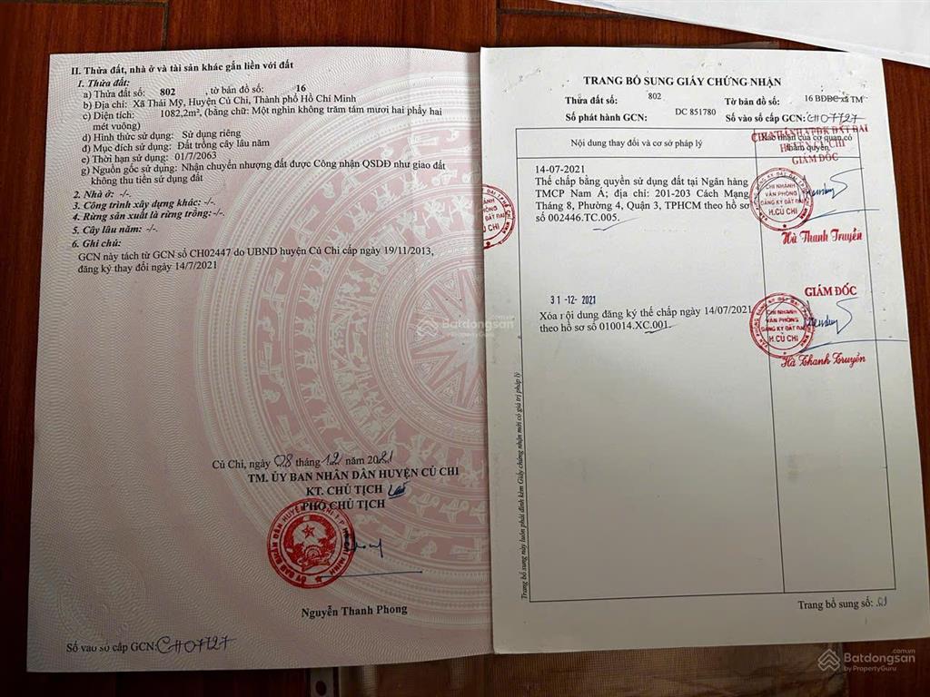 Chính chủ cần bán 3 lô đất đẹp xã thái mỹ, huyện củ chi. đất vuông vắn, đường ô tô vào tận nơi