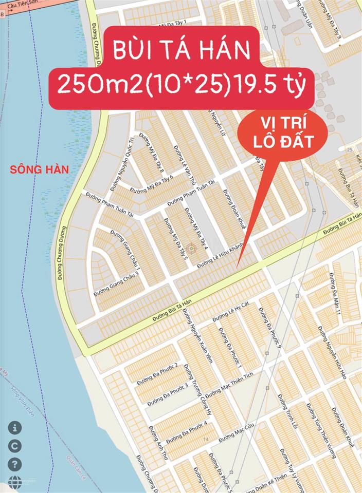 Bán đất 250m2 đường bùi tá hán ngay khu nam việt á kề lãnh sự quán hàn quốc