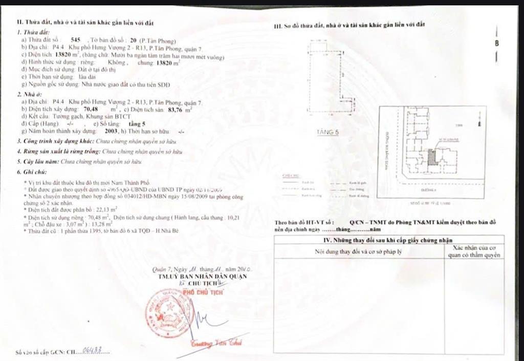 Chính chủ cần bán căn hộ khu hưng vượng 2, phú mỹ hưng, q7. dt 71m, giá 5 tỷ