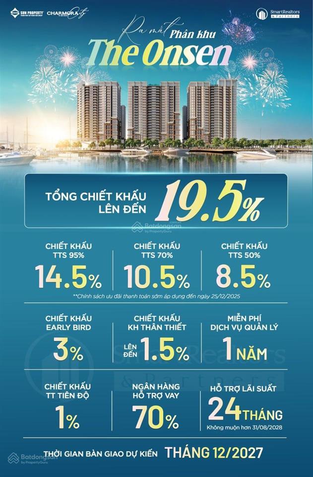 Căn o10523 2pn | the onsen 1 diện tích thông thuỷ 105,5 m² ban công rộng view pháo hoa