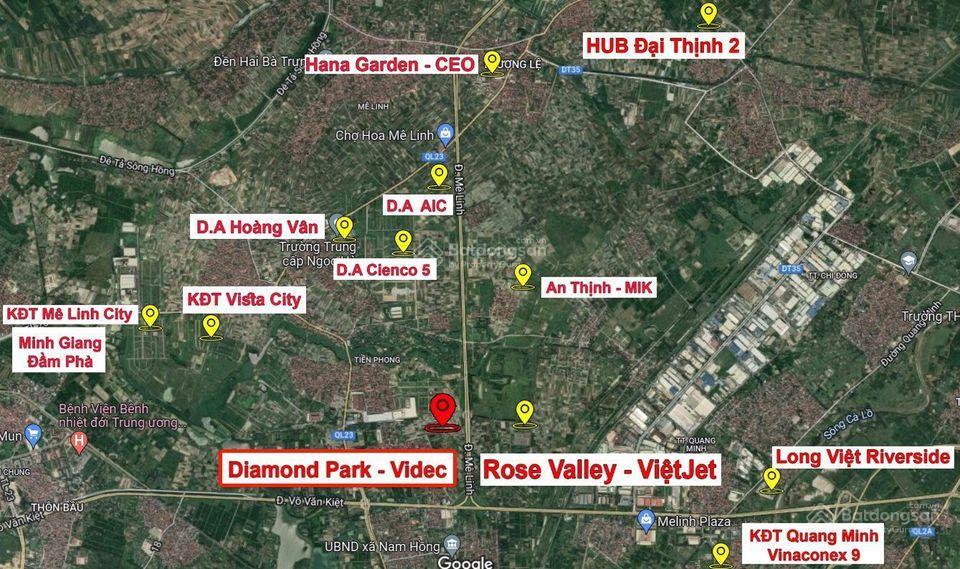 Chính chủ bán lô đất biệt thự đơn lập đẹp mặt đường lớn nhất dự án the diamond park mê linh giá tốt