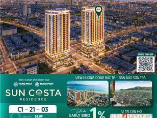 Độc quyền 2 căn studio sun costa liền kề nhau, tầng cao view biển sơn trà, mua sỉ ck đến 16%