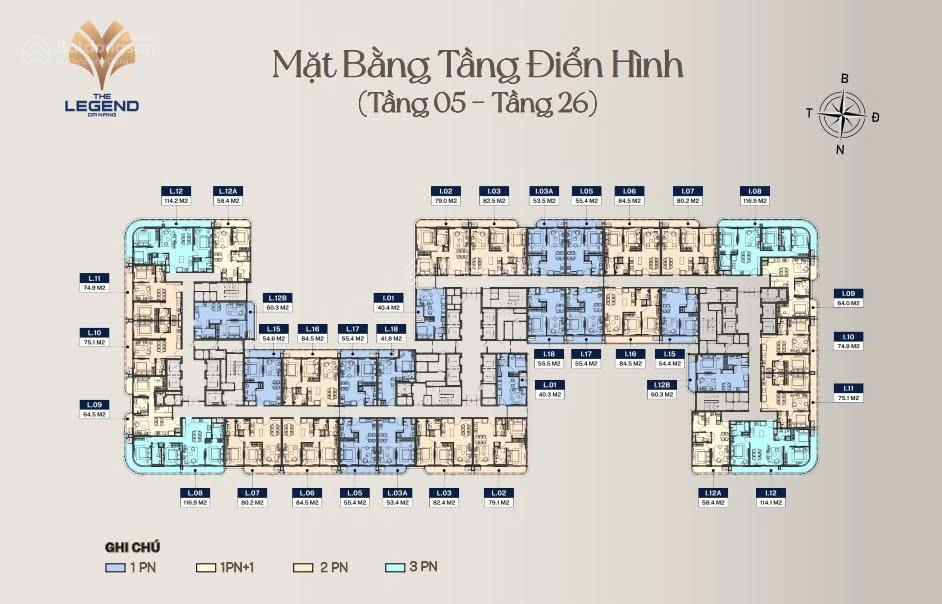 Độc quyền căn 1pn view sông hàn của the legend đà nẵng  tặng gói nội thất 300tr và gói an cư 150tr