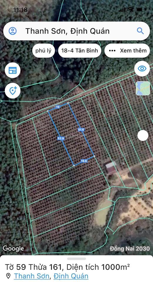 Bán 1000m2 thanh sơn, định quán, có vườn mít thái giá chỉ 499 triệu