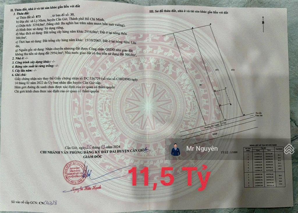 Bán lô đất 6.508m2 lý nhơn, cần giờ, tp. hcm đầu tư lâu dài, giá chỉ 21 tỷ