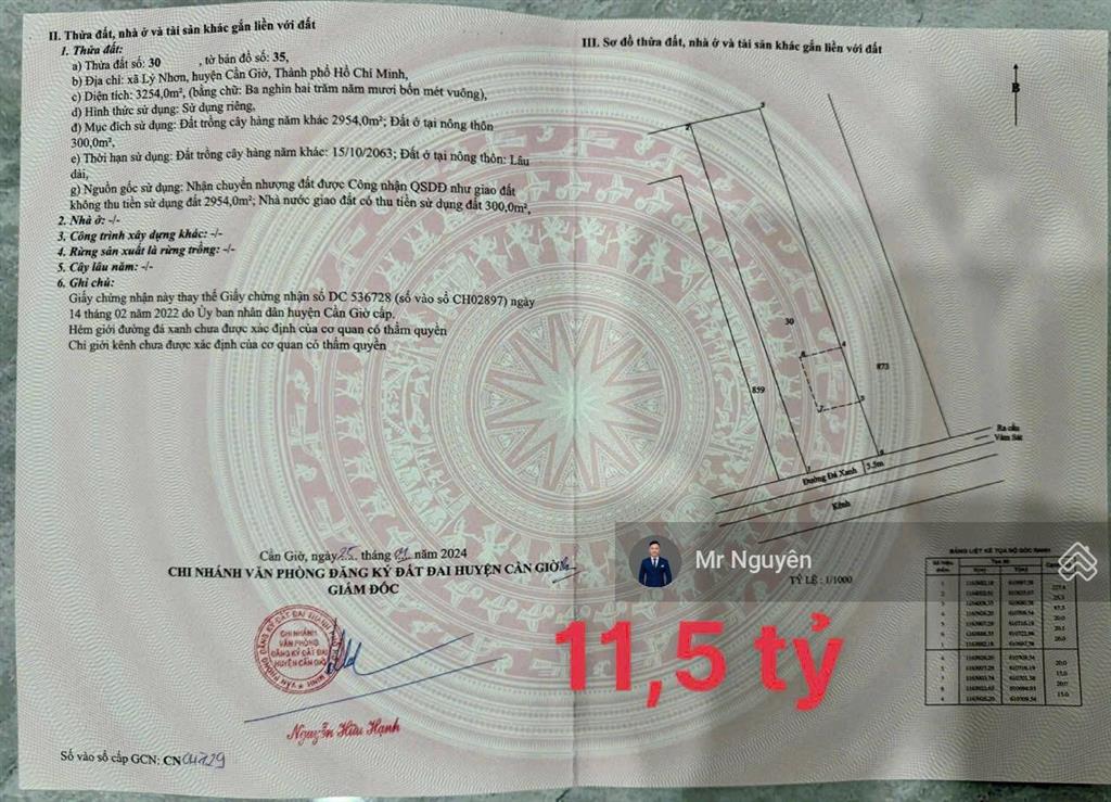 Bán lô đất 6.508m2 lý nhơn, cần giờ, tp. hcm đầu tư lâu dài, giá chỉ 21 tỷ