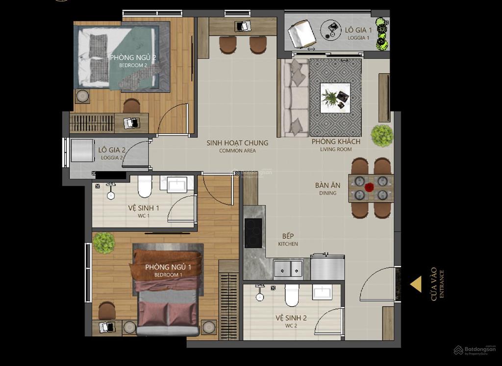 2,250 tỷ sở hữu căn 2pn/58m2 maison grand. thanh toán 50% nhận nhà ở/cho thuê. thanh toán giãn 24th