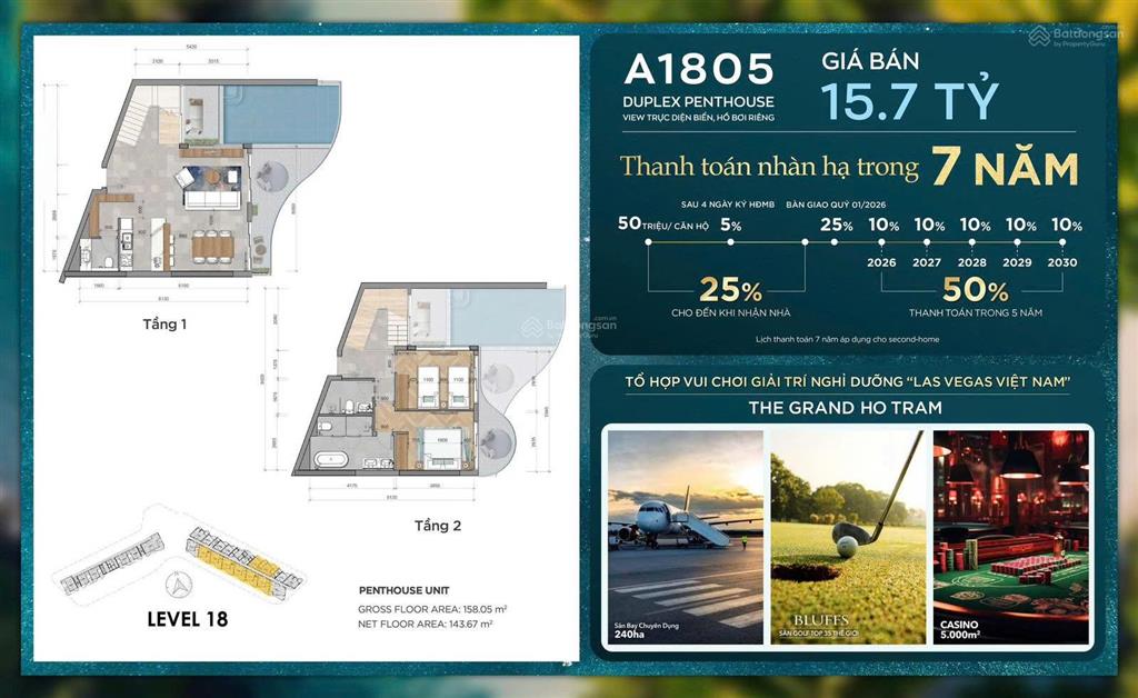 Bán duplex penthouse tại ixora ho tram by fusion nhận ngay cam kết 24%, thanh toán giãn 5 năm