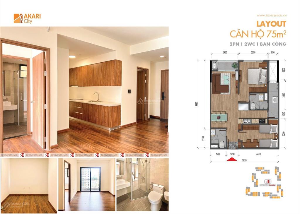 Bán căn hộ akari city võ văn kiệt, 2pn 2wc giai đoạn 2 sẵn sổ hồng, vay nh 80% lãi suất thấp