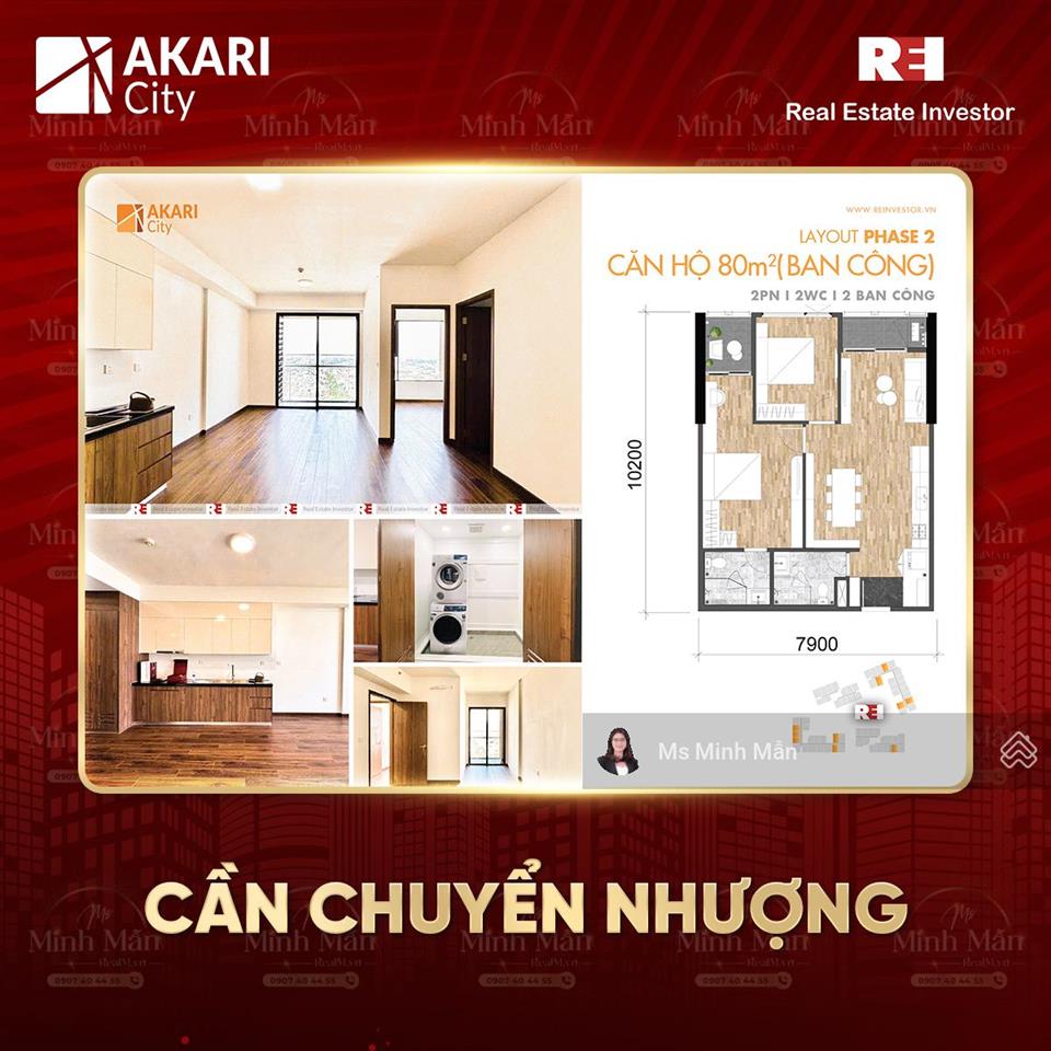 Bán chung cư akari city nam long, căn hộ 2pn đã có sổ hồng, trả 20% nhận nhà ở ngay, view thành phố