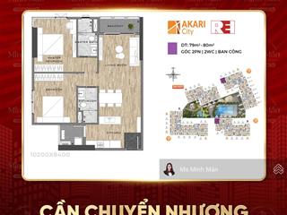 Bán căn góc 2pn chung cư akari city nam long, pháp lý sổ hồng đầy đủ, công chứng nhận nhà ngay