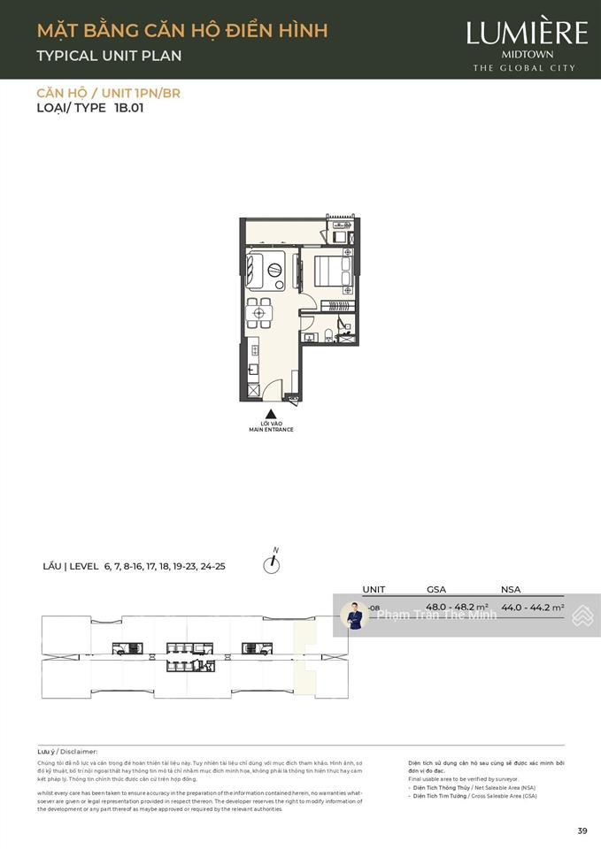 Lumière midtown  duy nhất căn 1pn view trực diện tttm và nhạc nước. báo giá chi tiết  0909 411 ***