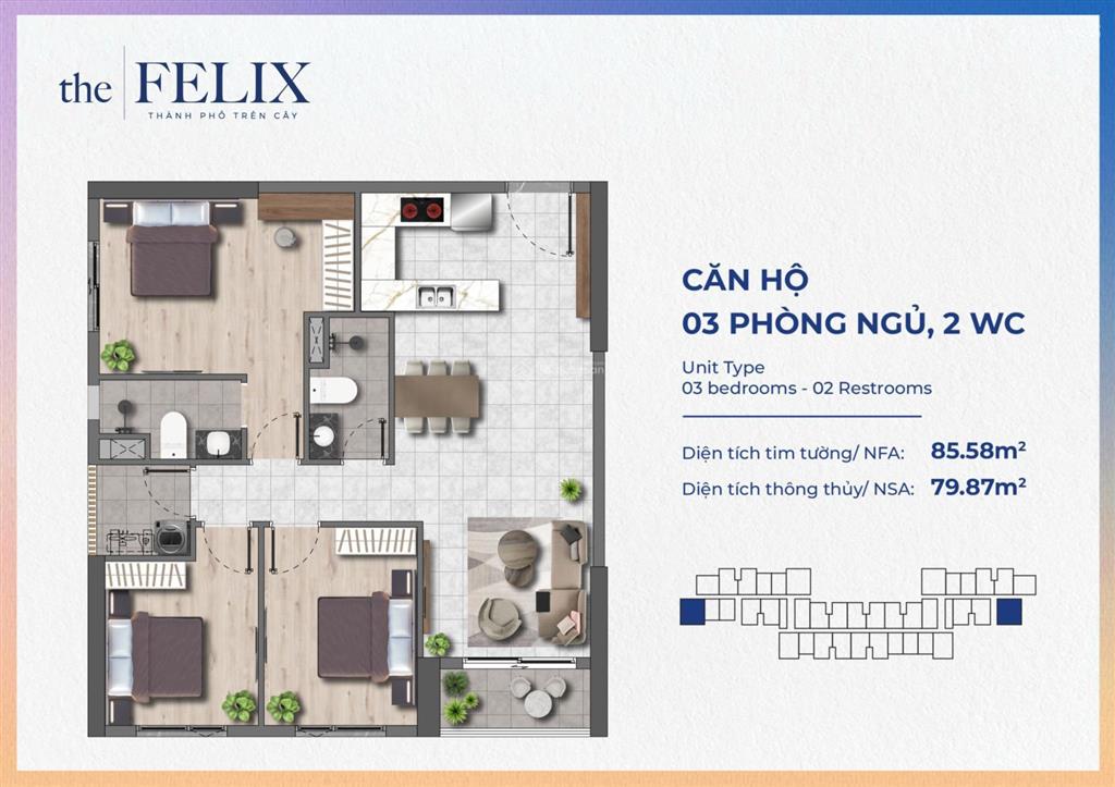The felix suất nội bộ căn hộ 3 phòng ngủ giá cực tốt chỉ 32 triệu/m2. ngay kẻo lỡ