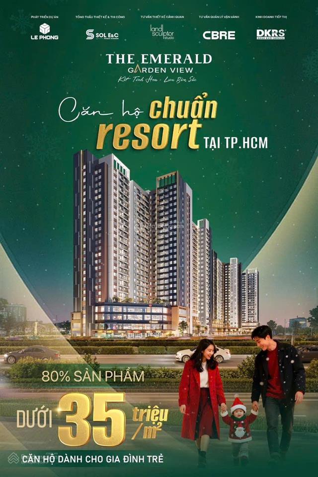 Căn hộ the emerald garden view thuận an  80% căn hộ giá dưới 35 triệu/m2 góp chỉ 0,5%/tháng