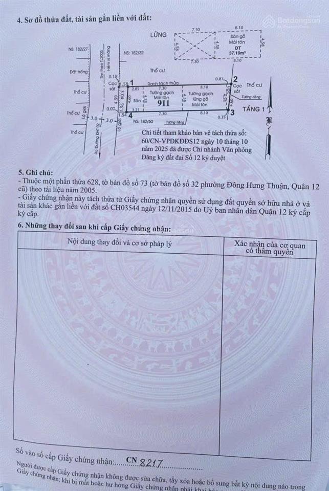 Bán nhà nát tính giá trị đất hẻm nguyễn văn quá, p. đông hưng thuận, q.12  shr 4,6x20m  5,8 tỷ