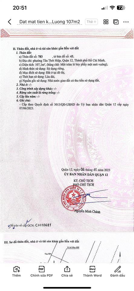 Bán đất shr 5x18m mặt tiền bờ kênh tham lương quận 12, giáp gò vấp 90 triệu/m2