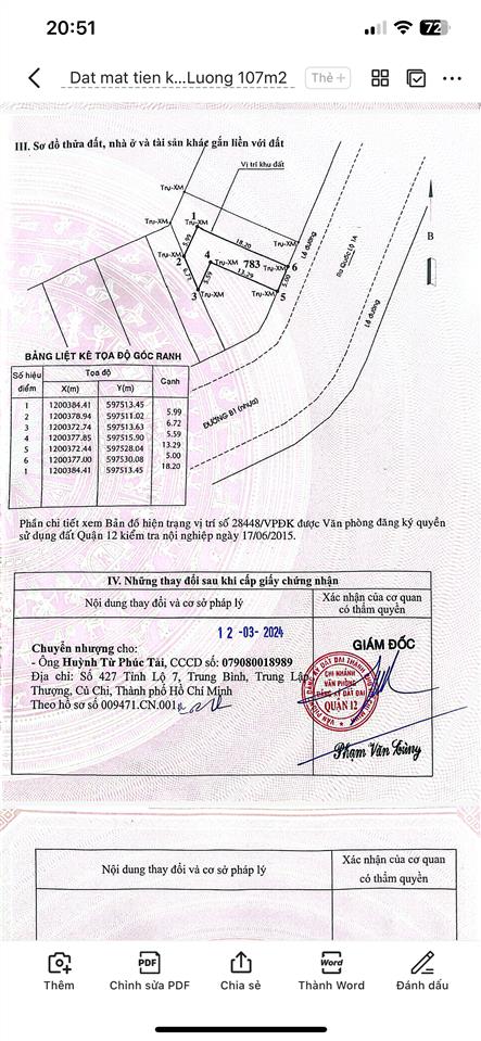 Bán đất shr 5x18m mặt tiền bờ kênh tham lương quận 12, giáp gò vấp 90 triệu/m2
