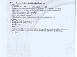 Bán gấp đất đẹp shr 4x17m đường 10m 1/nguyễn văn quá quận 12 vị trí khu phân lô đẹp