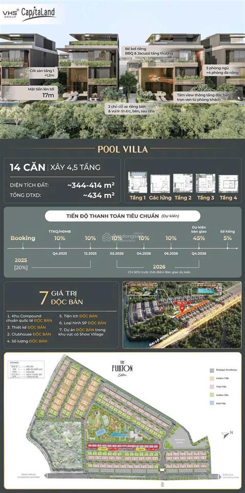 1 suất ngoại giao duy nhất pool villa góc vip view bể bơi, công viên giá tốt nhất the fullton d'cap