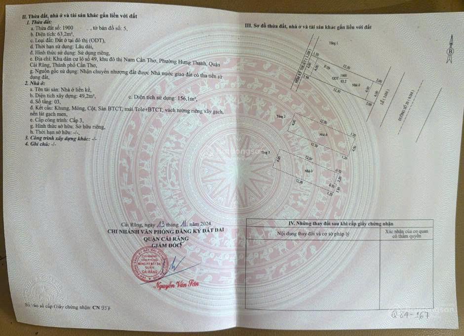 Giảm 200 triệu nhà 3 tầng số 29 đường số 20 khu cty 8  p,hưng phú  cái răng