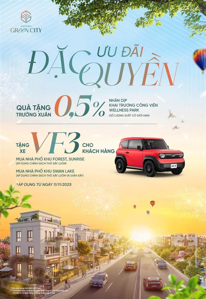 Biệt thự hồ vinhomes green city150m2(10x15) (15 tỷ)  vốn ban đầu 2,5 tỷ  htls(11/2027)