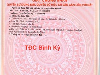 Đất TĐC Bình Kỳ, H Quý đường 5.5m,H:T Nam.100m,giá 3,1 tỷ